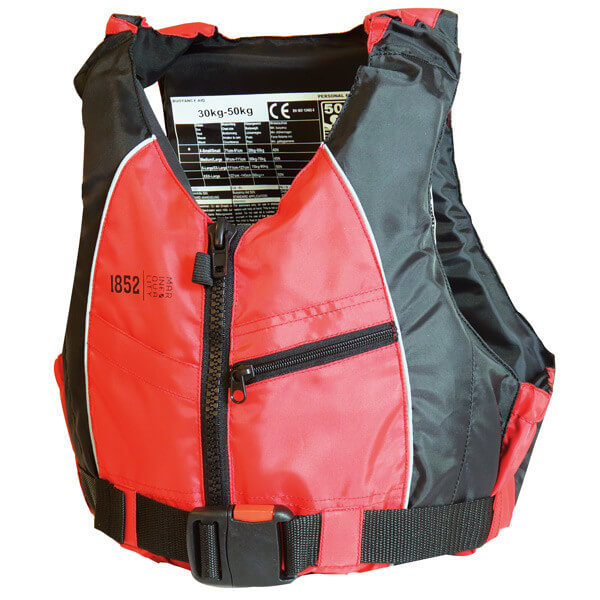 1852 Marine Jolle- og kajakvest ISO 50N - 50-70 kg - Rød/Sort