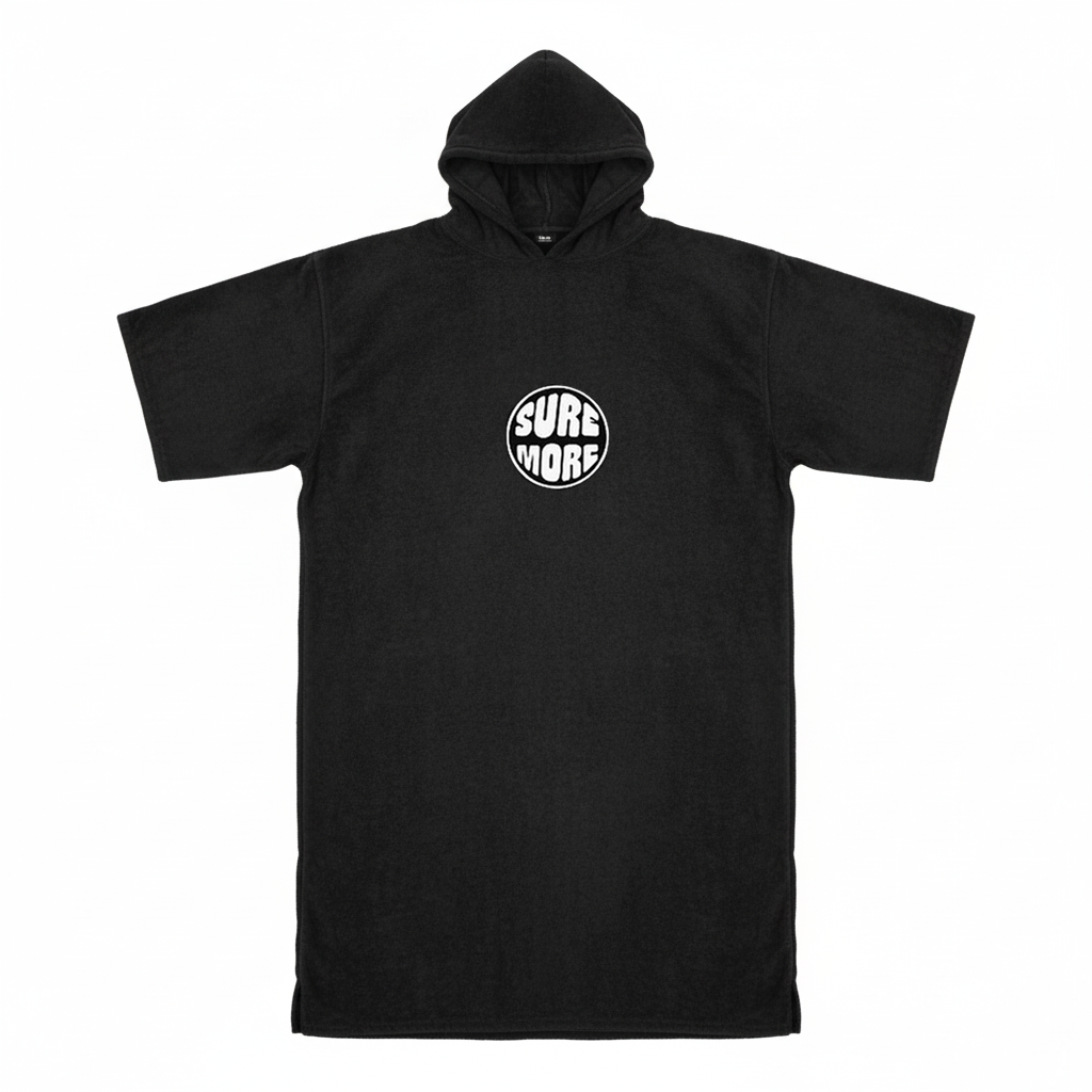 SURFMORE Badeponcho i Bomuld - Sort