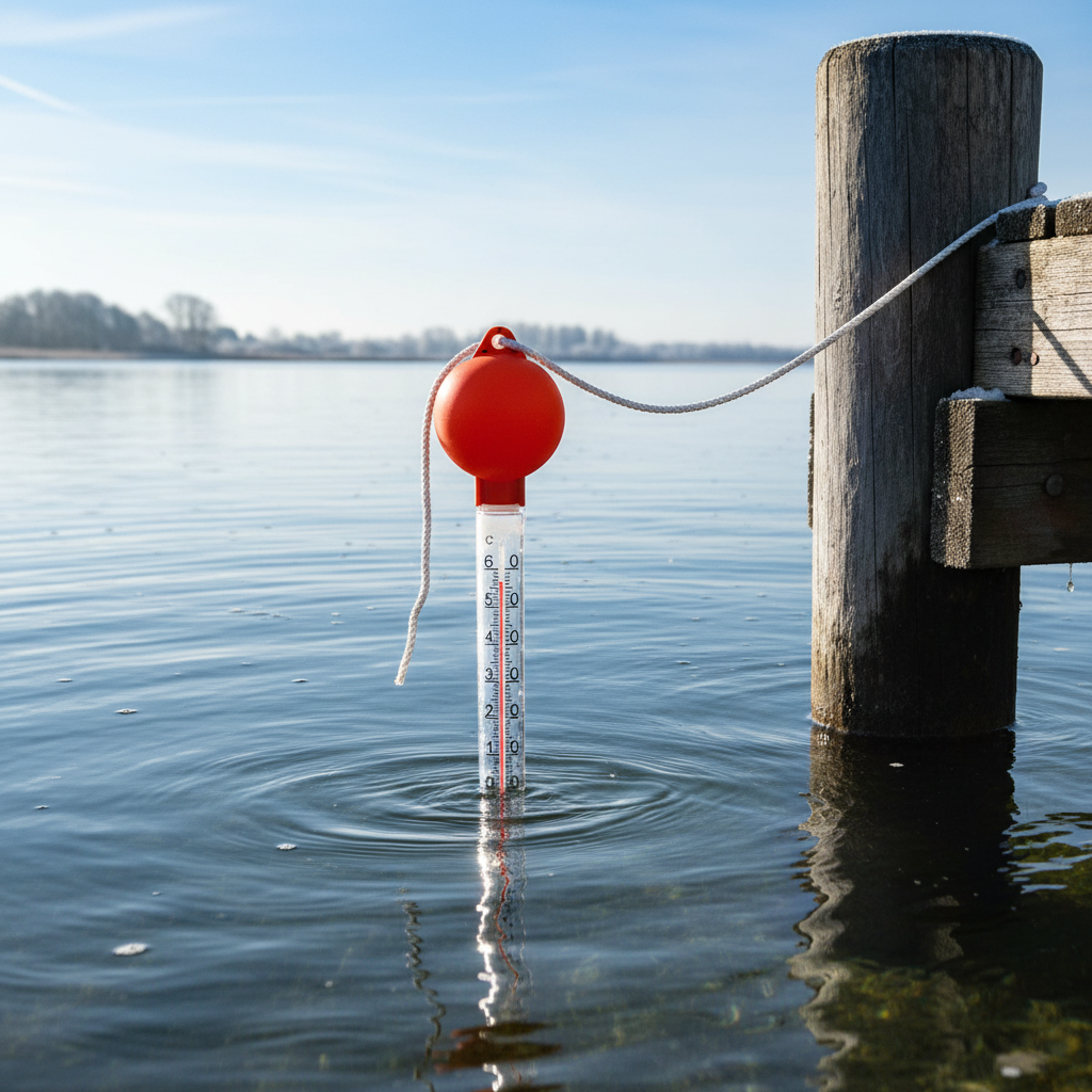 Badevandstermometer med flydende orange bold