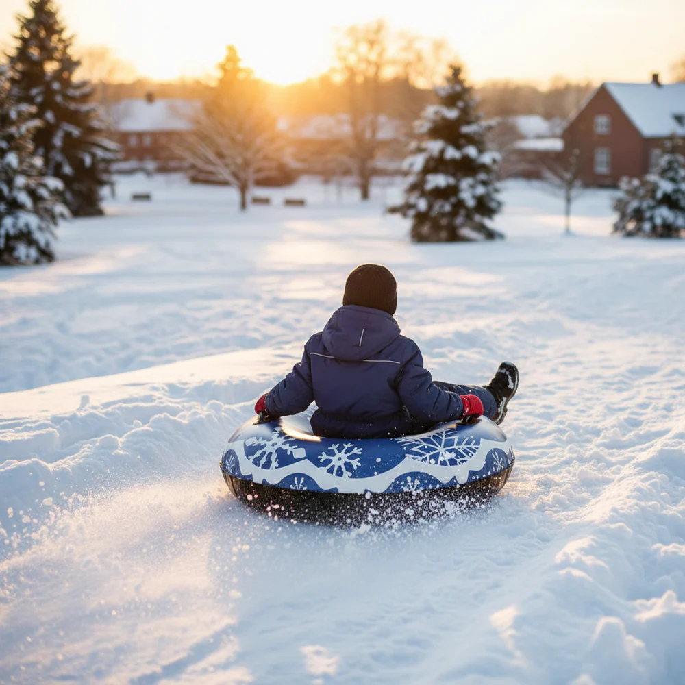 Snow Tube Oppustelig 100 cm - Blå med mønster