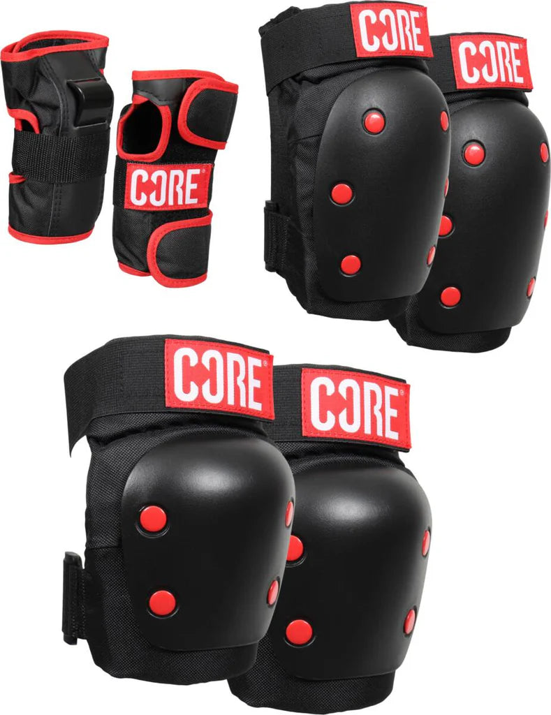 CORE Triple Skate Pad Set - Small - Sort/Rød