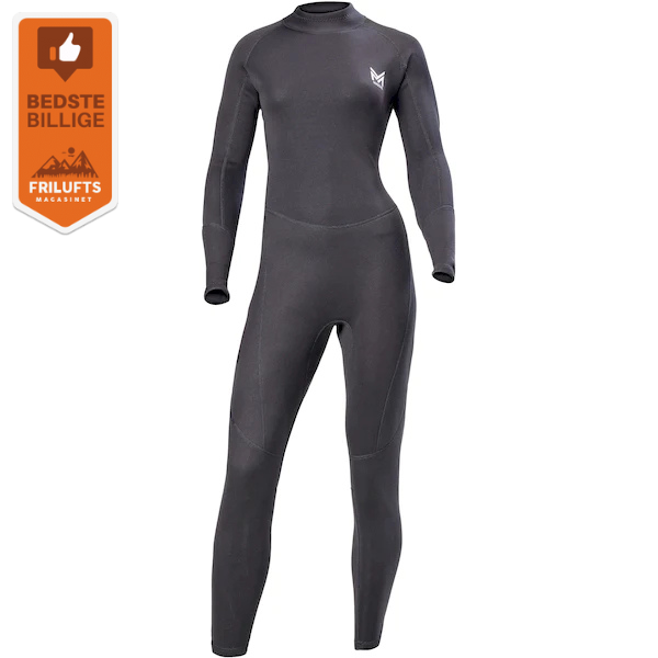Massive våddragt til damer – 3 mm lang sort model med Friluftsmagasinet ‘bedste billige’ badge