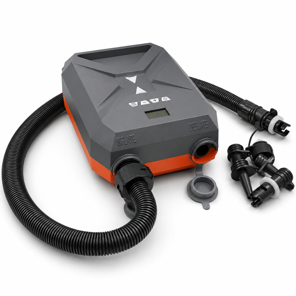 SURFMORE Active Elektrisk SUP Pumpe 20 PSI - Grå/Orange - Med adaptere