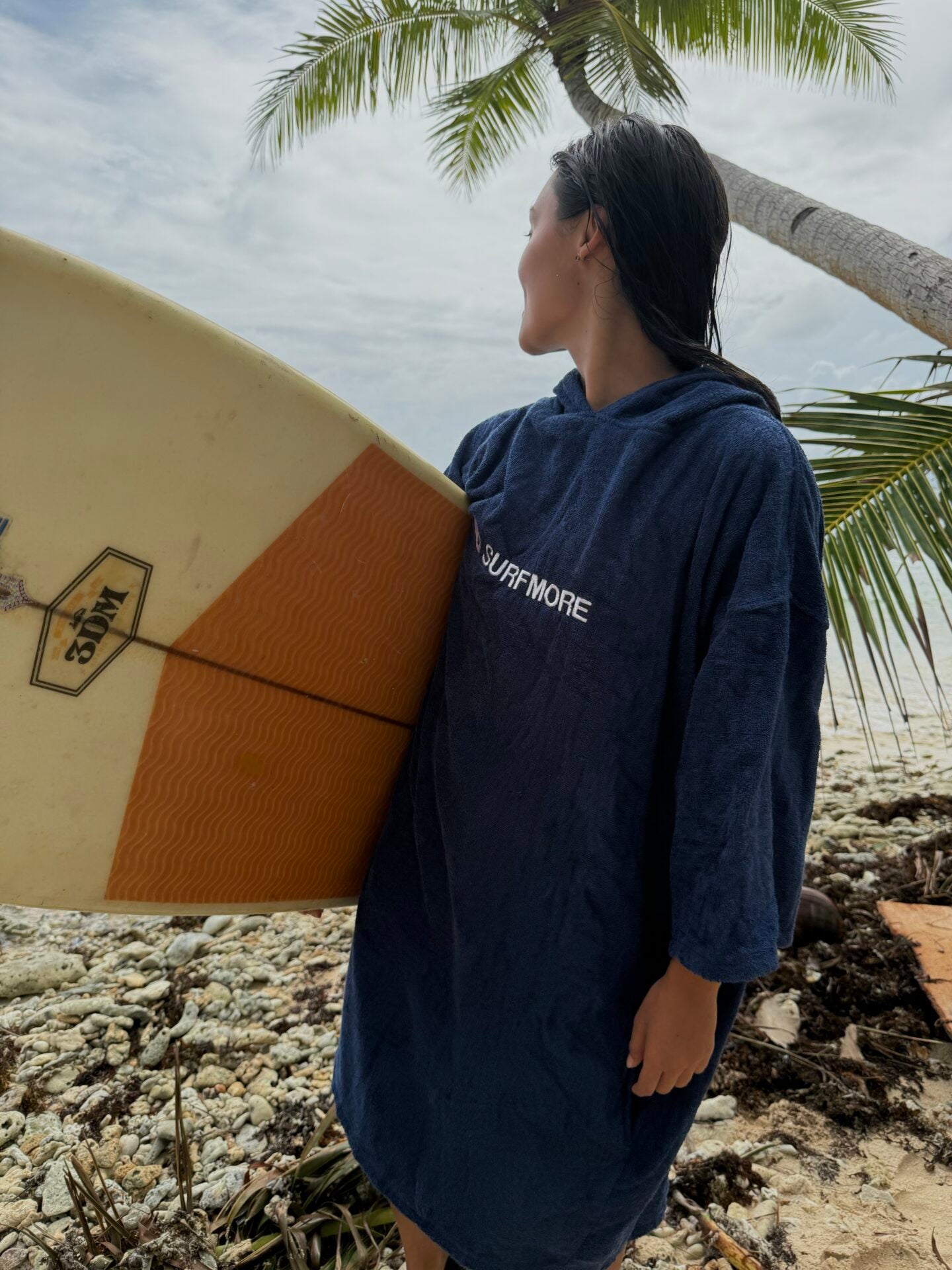 SURFMORE badeponcho til voksne - Bomuld - Navy