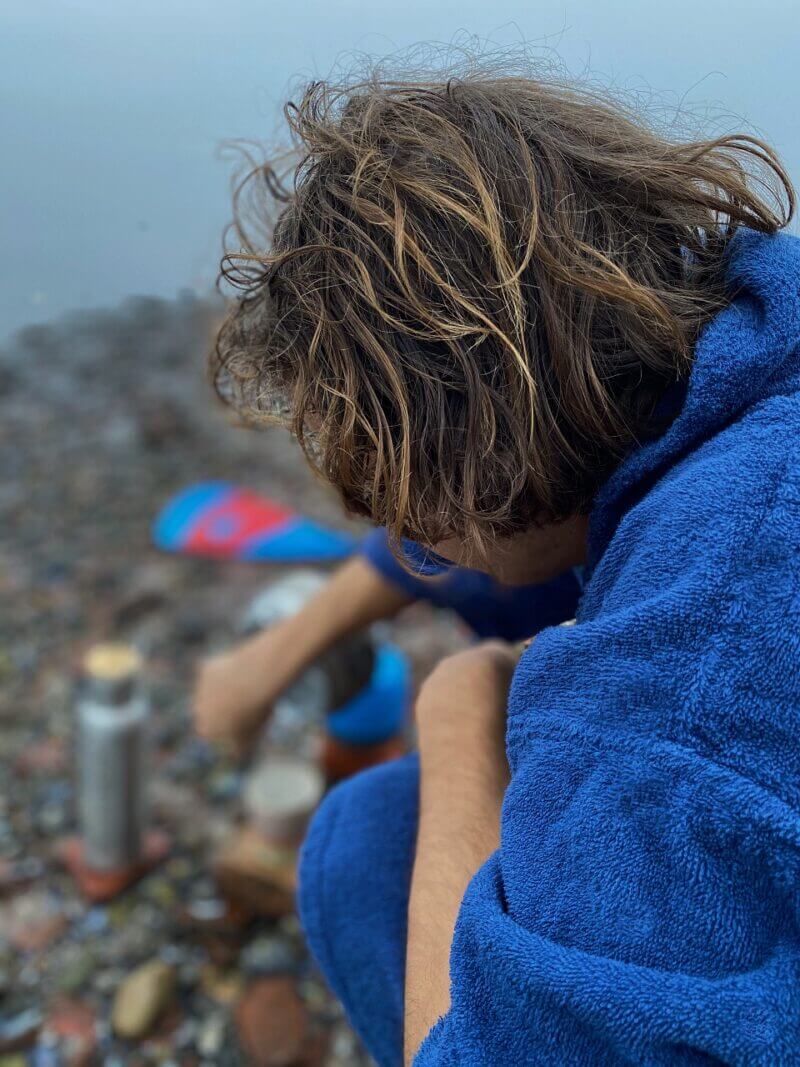 SURFMORE badeponcho til voksne - Bomuld - Navy