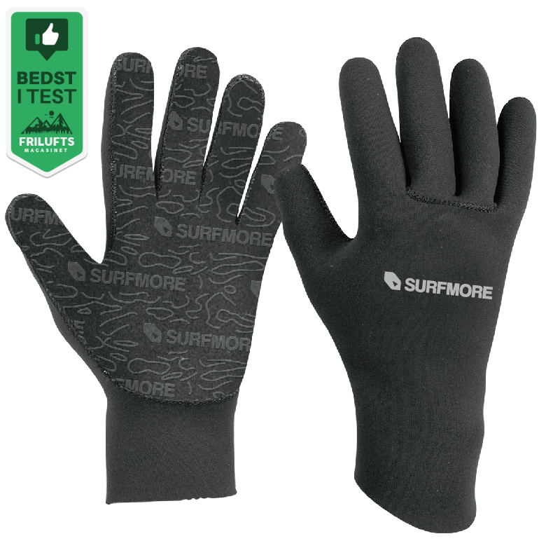 SURFMORE Neopren Handsker 1.5 mm - Sort - Med Friluftsmagasinets 'Bedst i test' badge