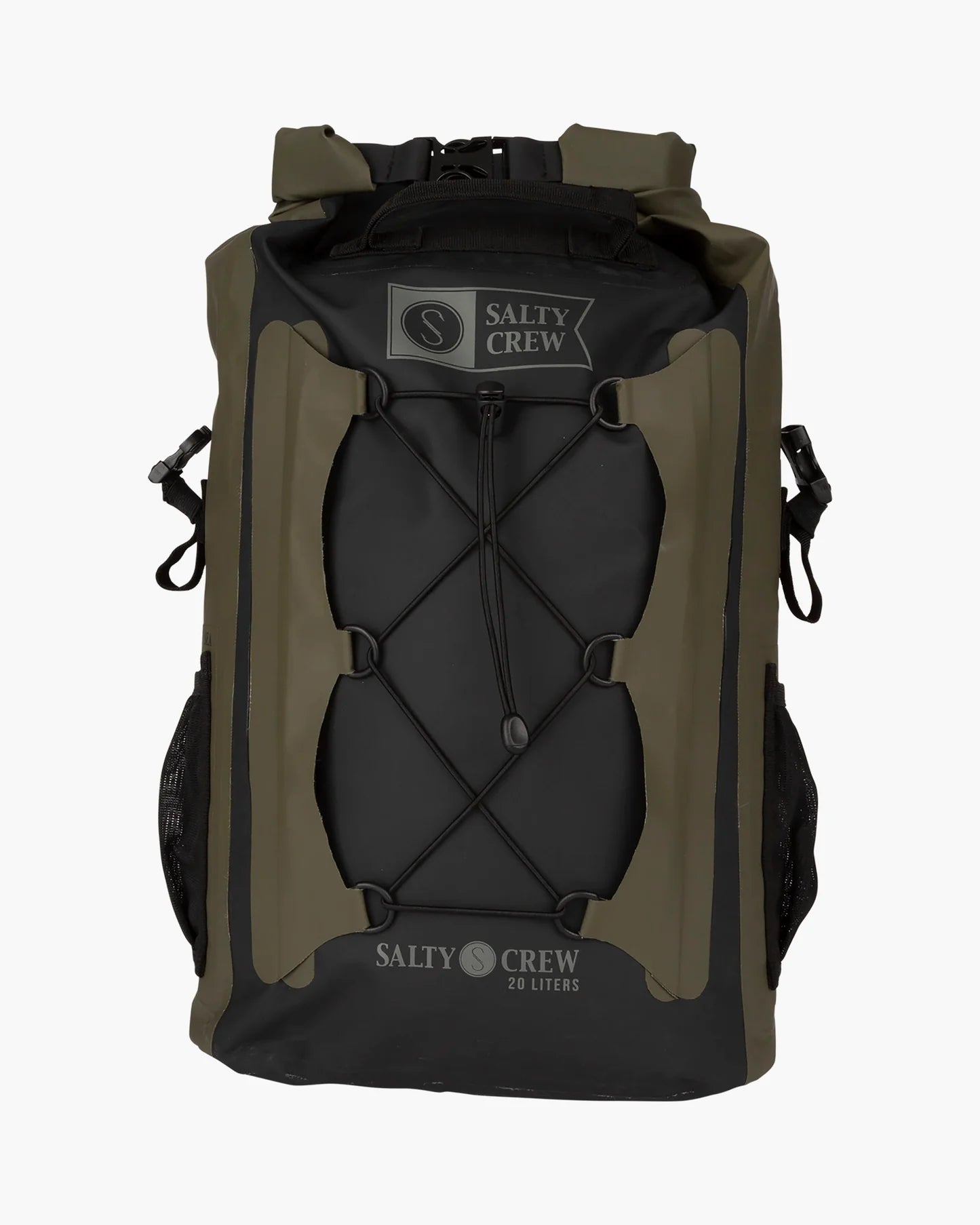 Salty Crew Voyager Roll Top Backpack – Black/Military