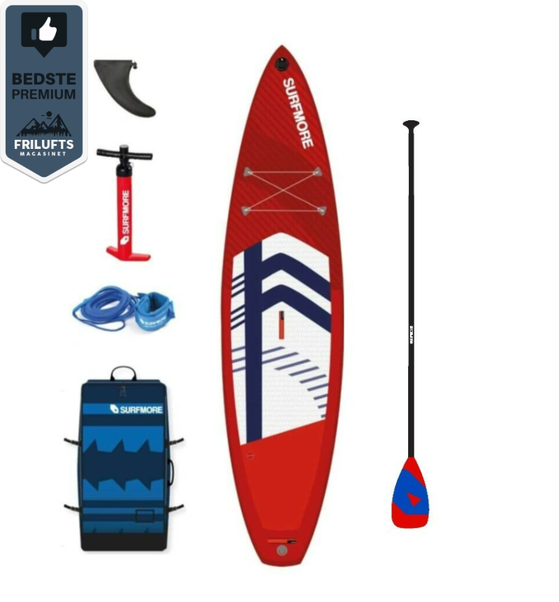 SURFMORE Touring 11 x 6 SUP Board - Rød - Med Friluftsmagasinet badge, 'Bedste premium i Test'