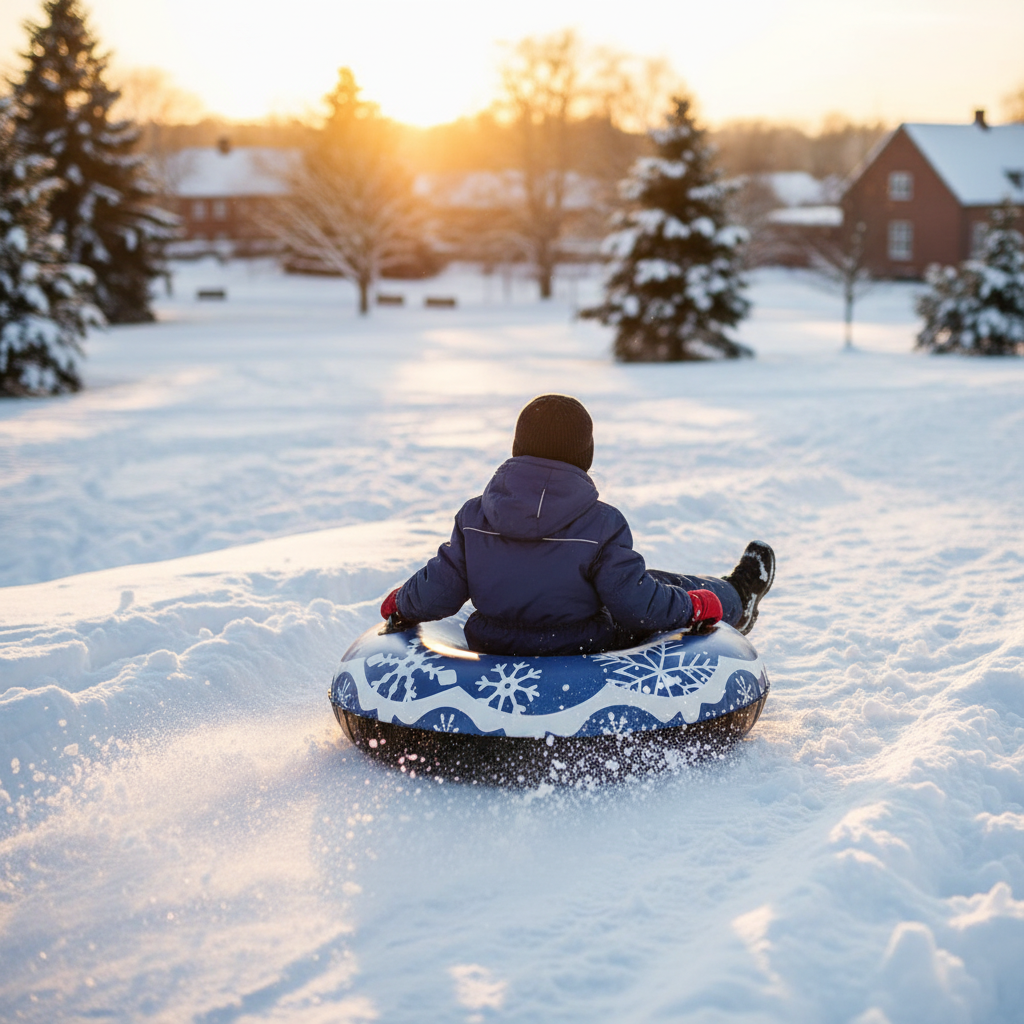 SnowRider Snow Tube Oppustelig 100 cm - Blå m/ mønster