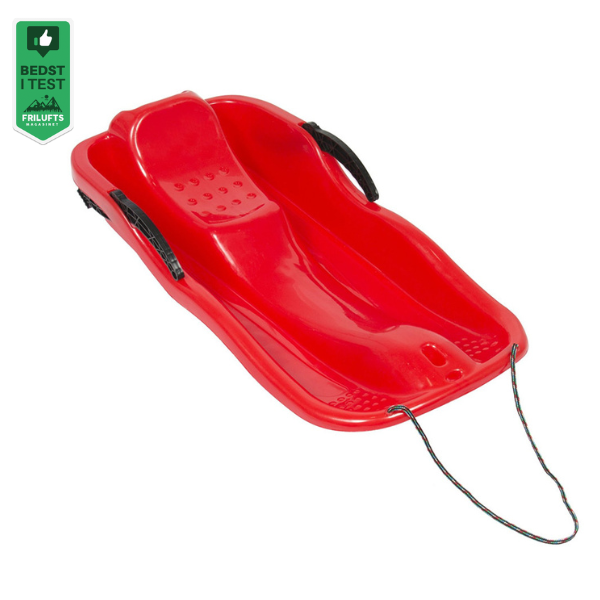 SnowRider bobslæde med bremser og træksnor - Rød - Med Friluftsmagasinets 'bedst i test' badge