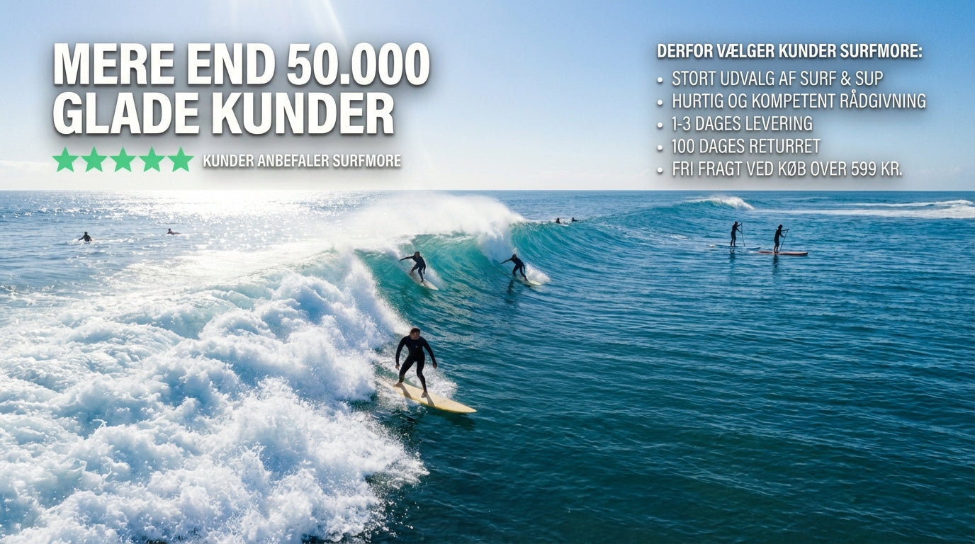 Surfer ude i bølgerne til den danske hjemmeside