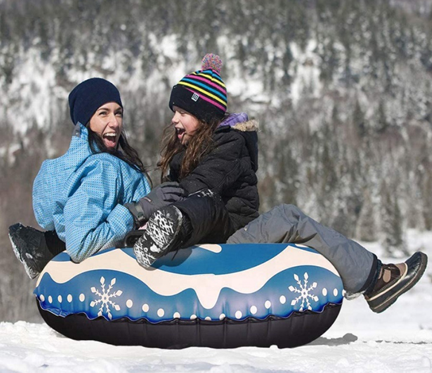 SnowRider Snow Tube Oppustelig 100 cm - Blå m/ mønster