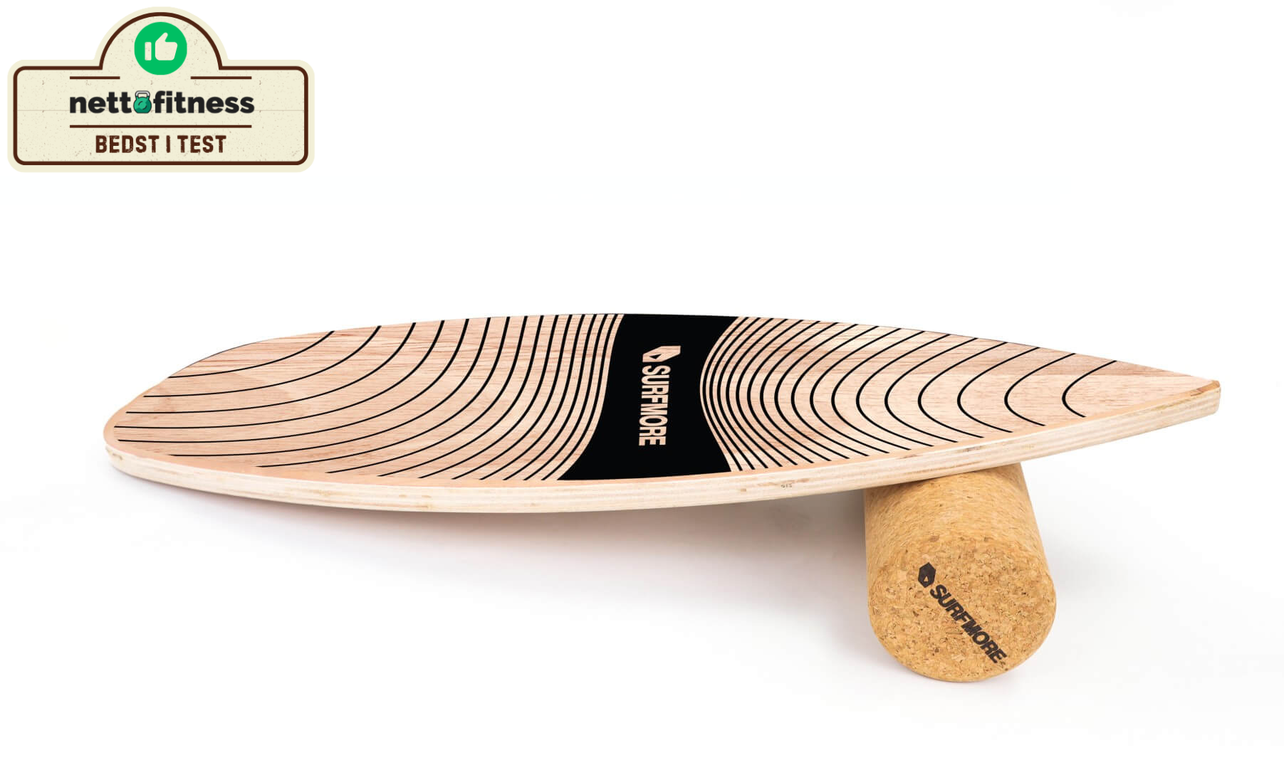 SURFMORE Balanceboard Pro - I træ - Med Nettofitness 'bedst i test' Badge