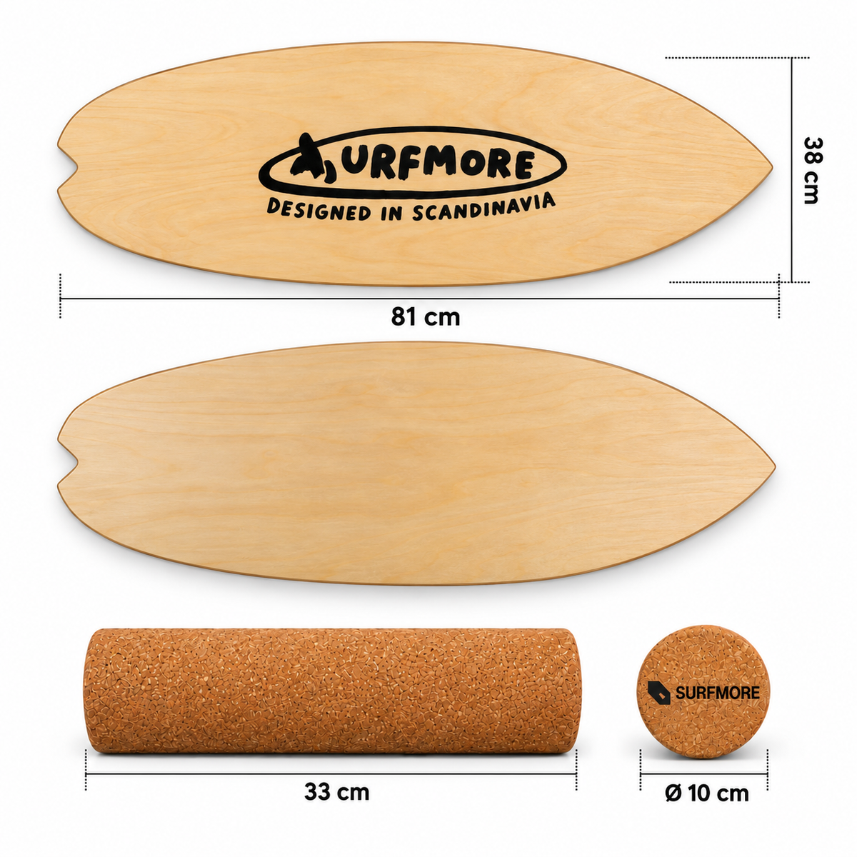 SURFMORE Fishtail Balanceboard - Natural